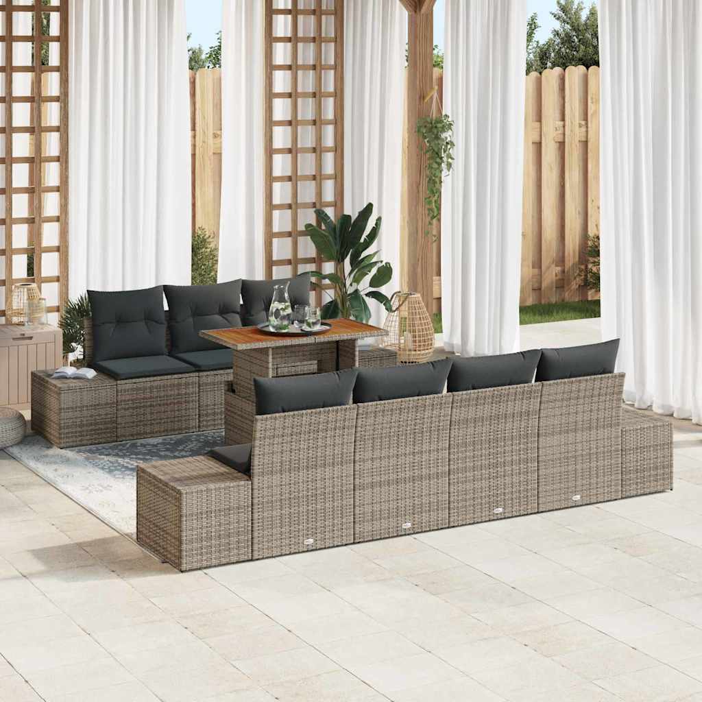 Havesofa Sæt 8 stk. Grå polyrattan