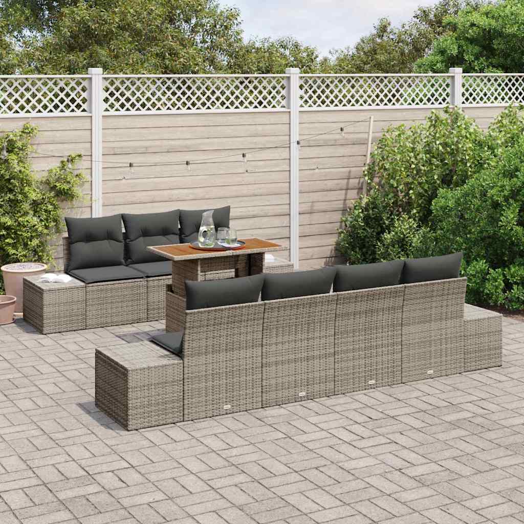 Havesofa Sæt 8 stk. Grå polyrattan
