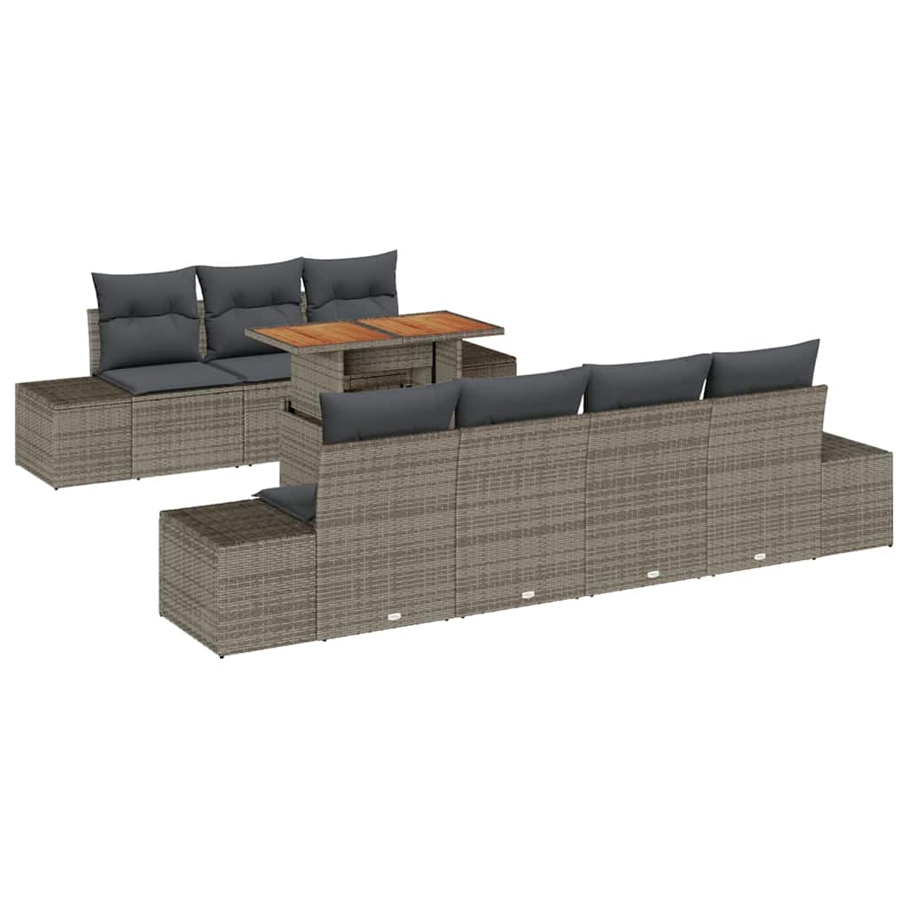 Havesofa Sæt 8 stk. Grå polyrattan