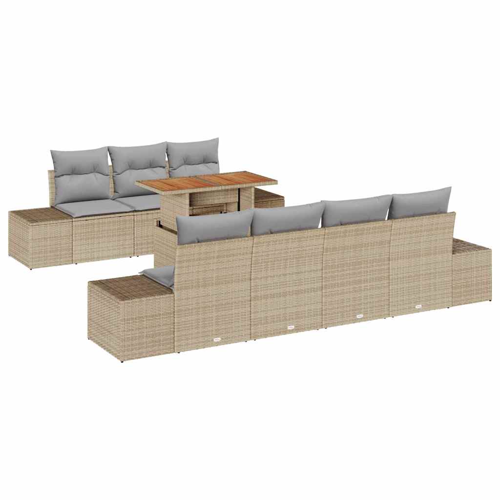Havesofa Sæt 8 stk. Beige polyrattan