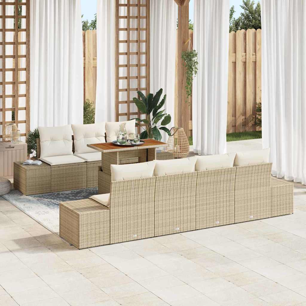 Havesofa Sæt 8 stk. Beige polyrattan
