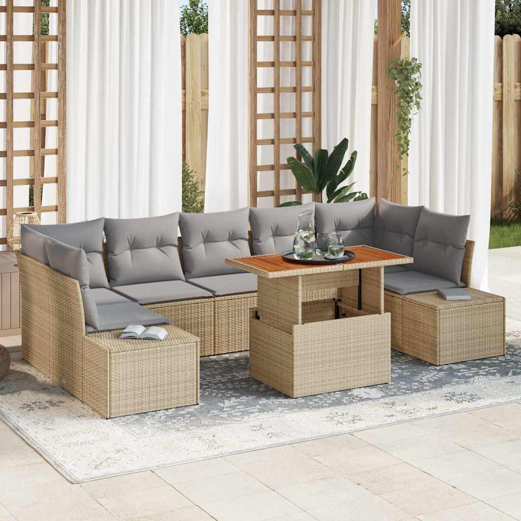 Havesofa Sæt 8 stk. Beige polyrattan