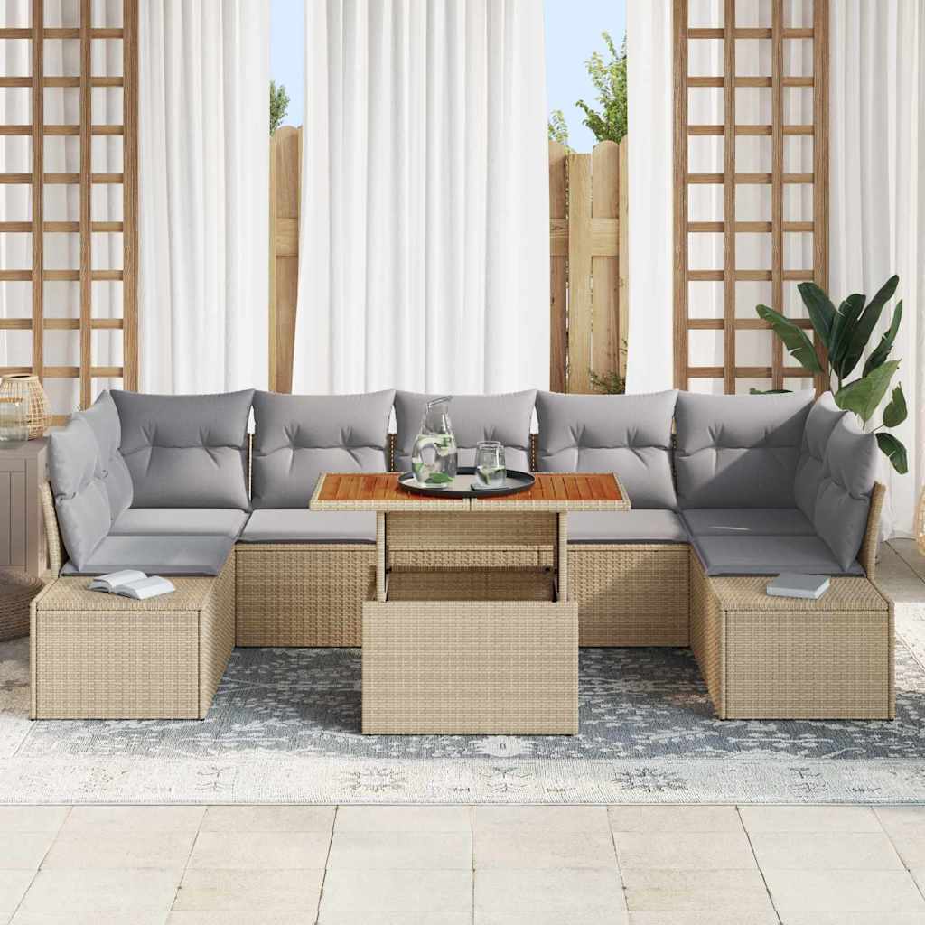 Havesofa Sæt 8 stk. Beige polyrattan