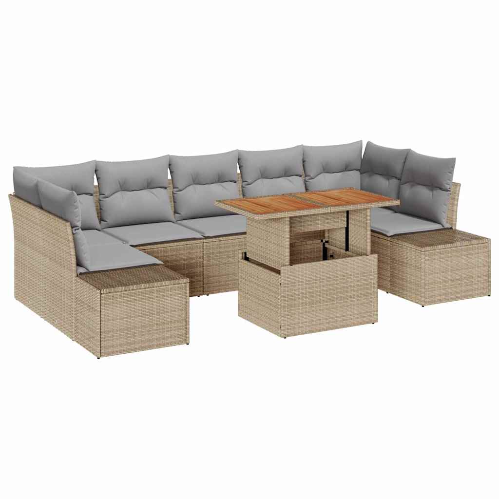 Havesofa Sæt 8 stk. Beige polyrattan