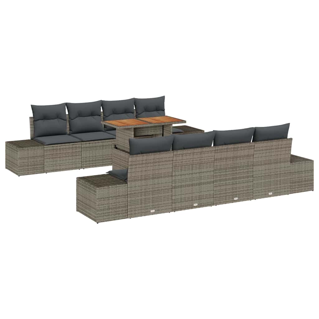 Havesofa Sæt 9 stk. Grå polyrattan