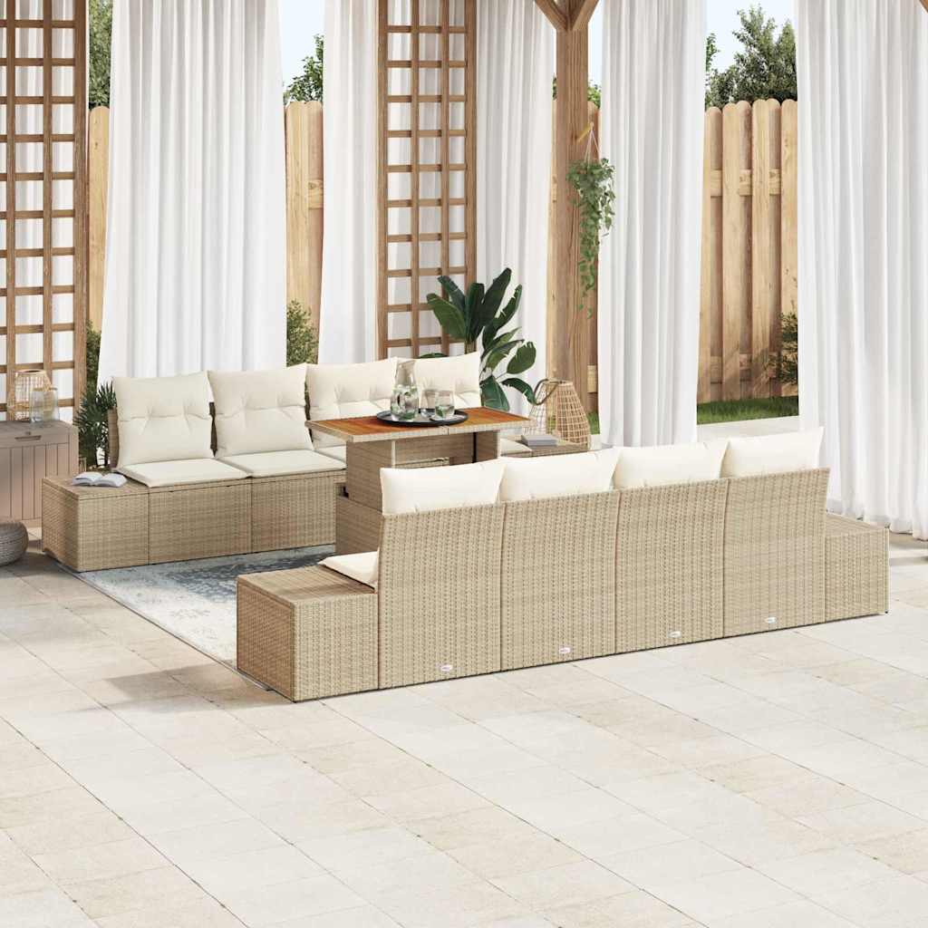 Havesofa Sæt 9 stk. Beige polyrattan