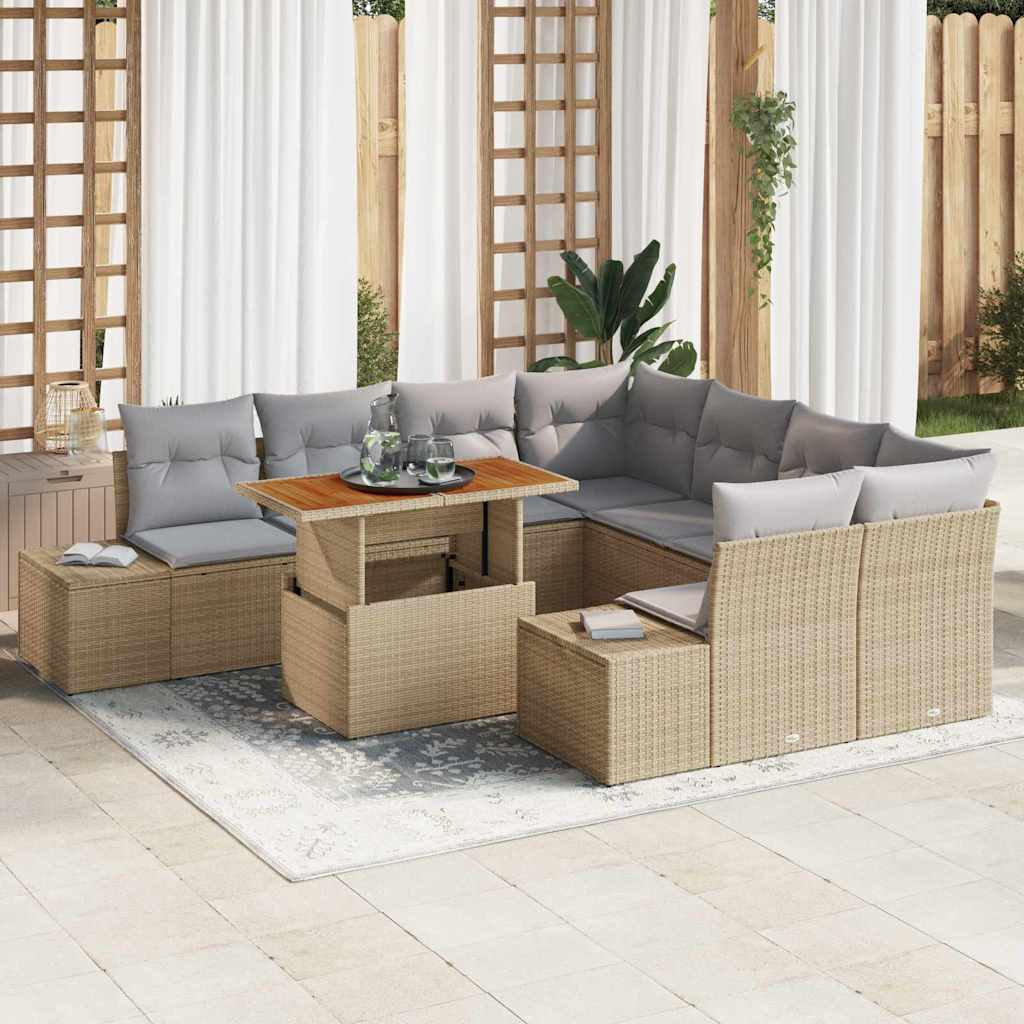 Havesofa Sæt 9 stk. Beige og grå