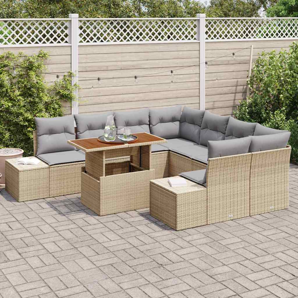 Havesofa Sæt 9 stk. Beige og grå