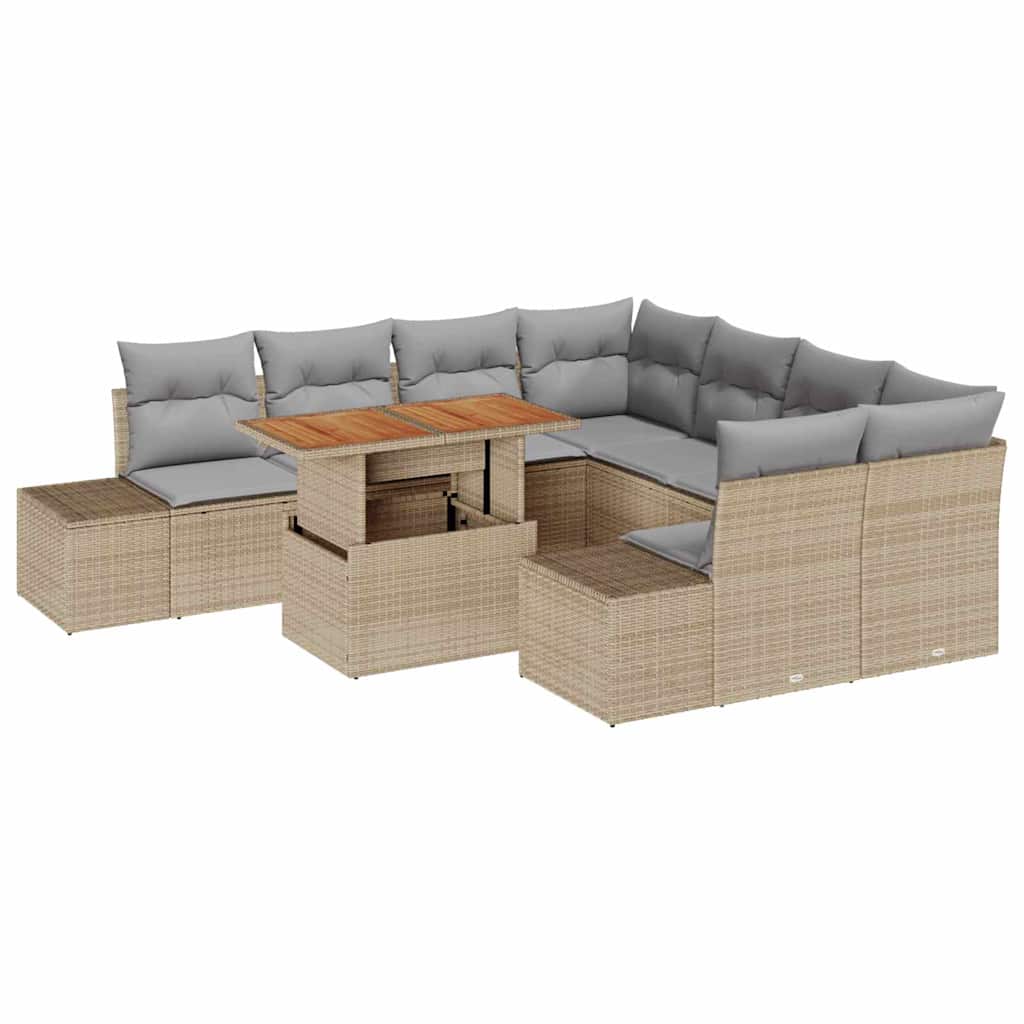 Havesofa Sæt 9 stk. Beige og grå