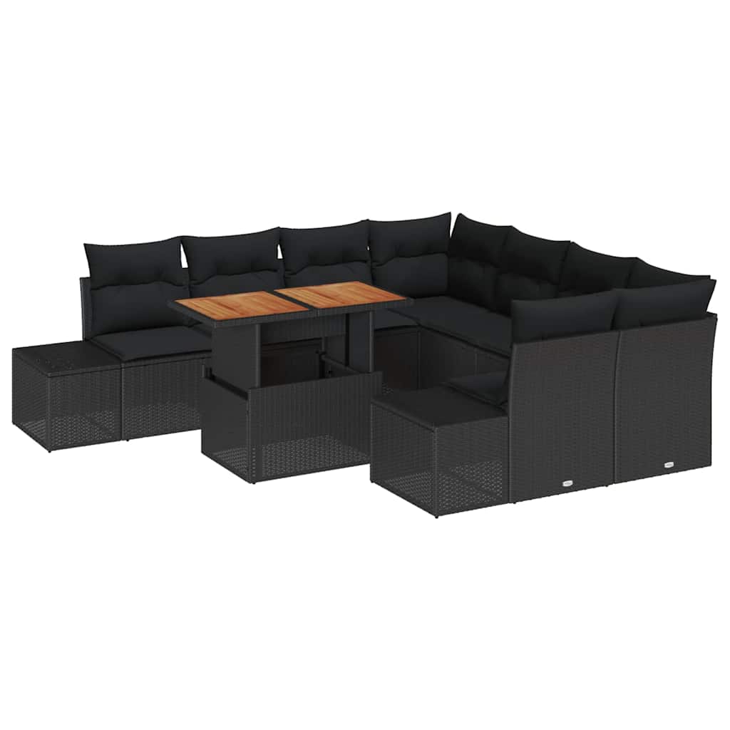 Havesofa Sæt 9 stk. Sort og Brunt