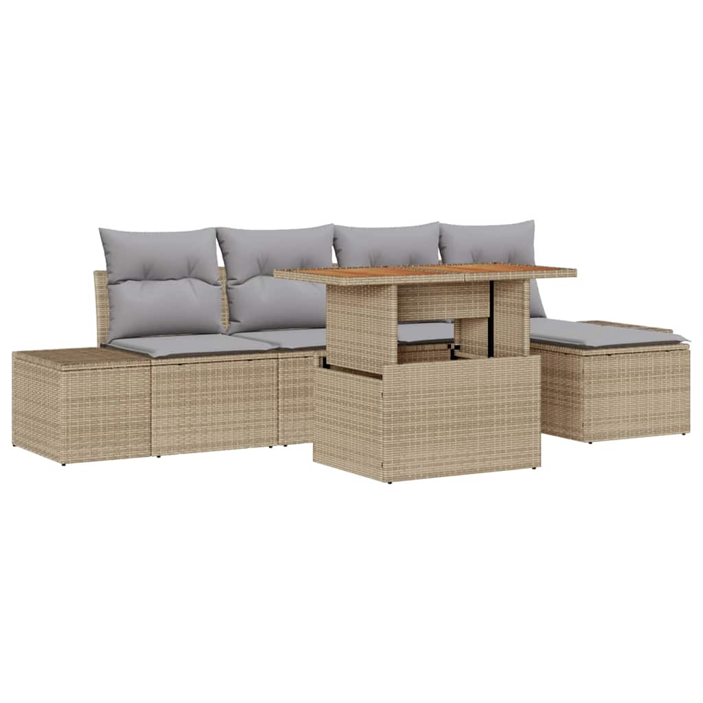 Havesofa Sæt 6 stk. Beige polyrattan