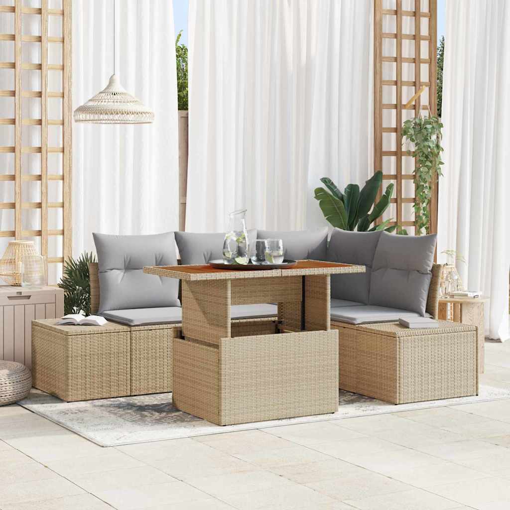 Havesofa Sæt 5 stk. Beige og grå