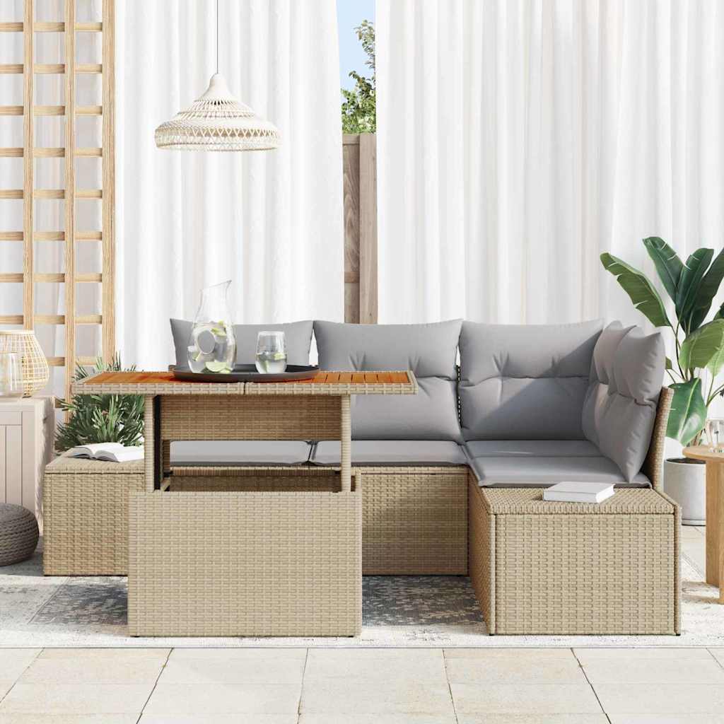 Havesofa Sæt 5 stk. Beige og grå