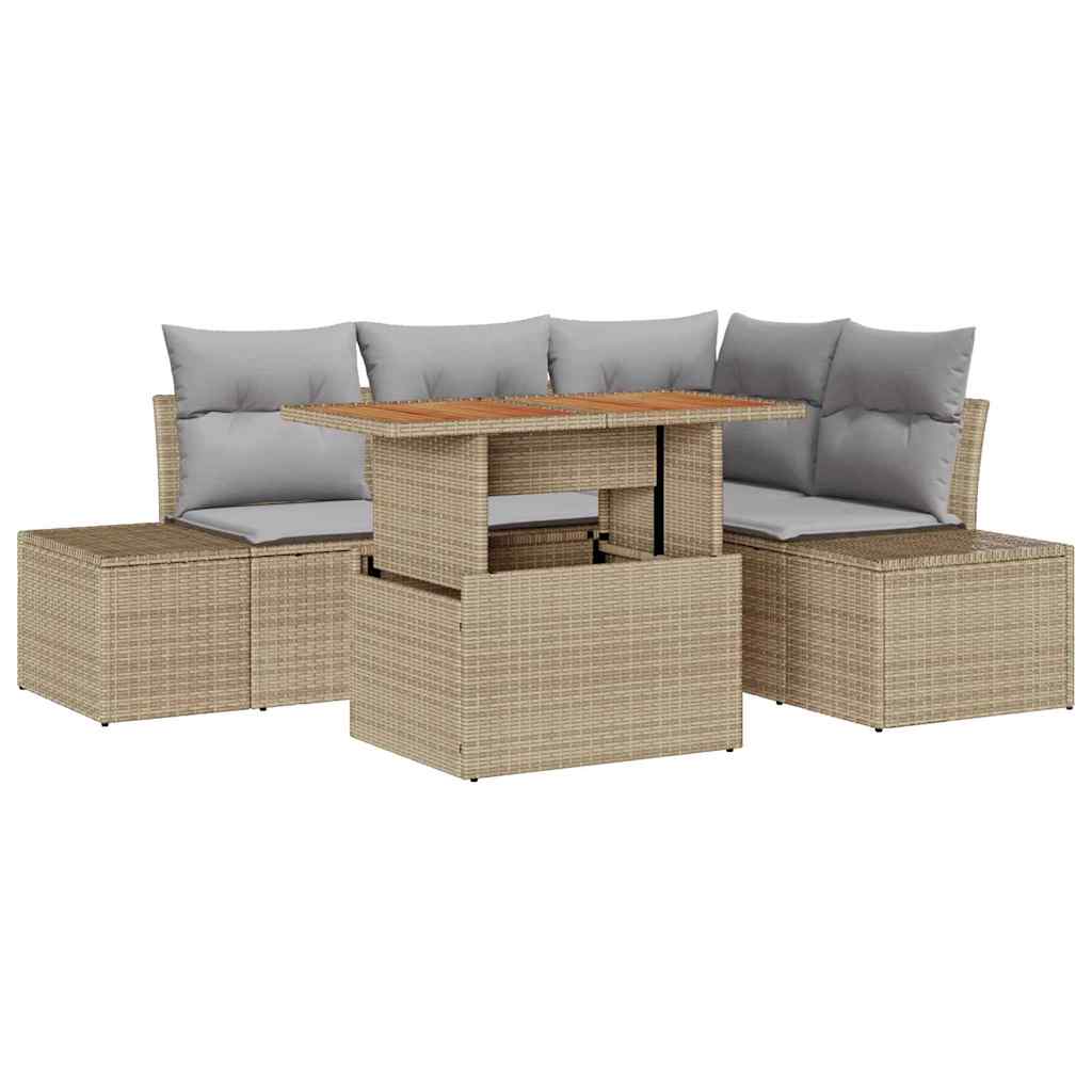 Havesofa Sæt 5 stk. Beige og grå