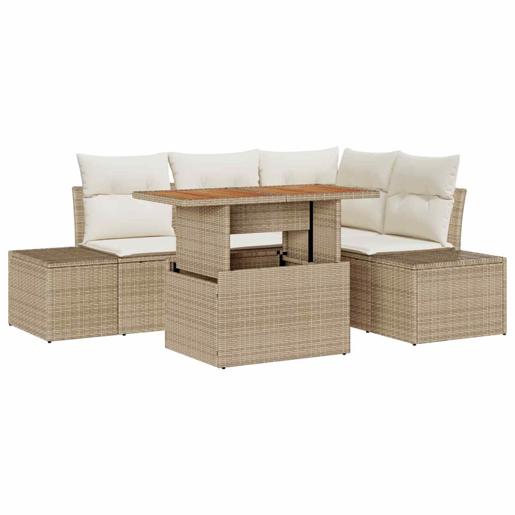 Havesofa Sæt 5 stk. Beige og creme
