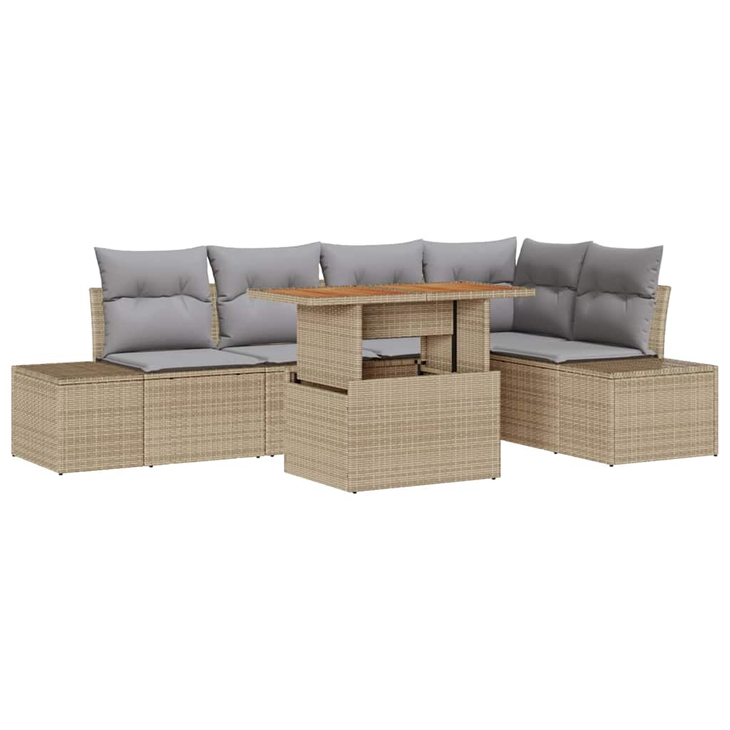 Havesofa Sæt 6 stk. Beige polyrattan