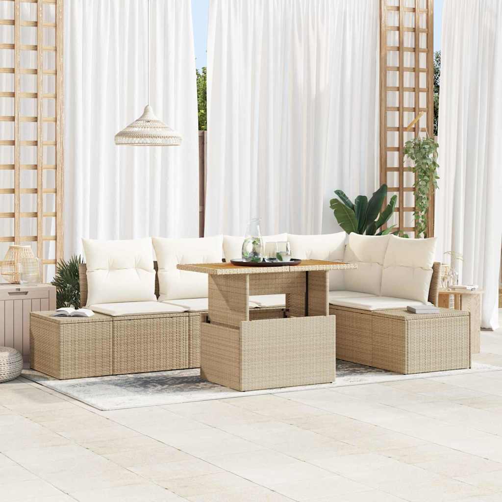 Havesofa Sæt 6 stk. Beige polyrattan