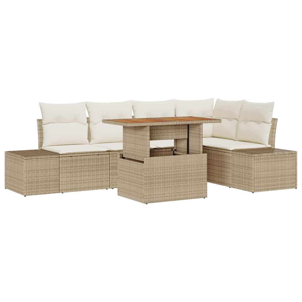 Havesofa Sæt 6 stk. Beige polyrattan