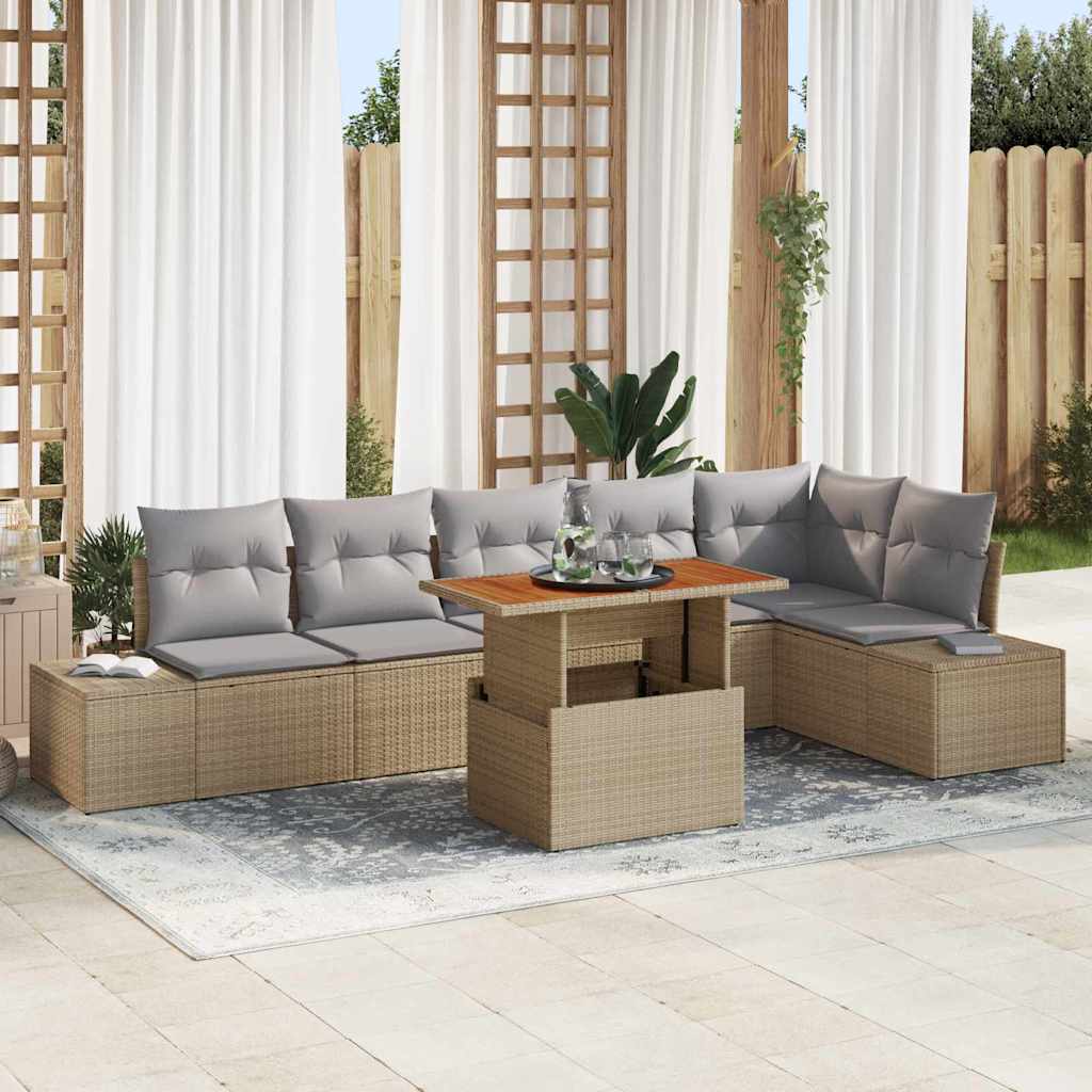 Havesofa Sæt 7 stk. Beige og grå