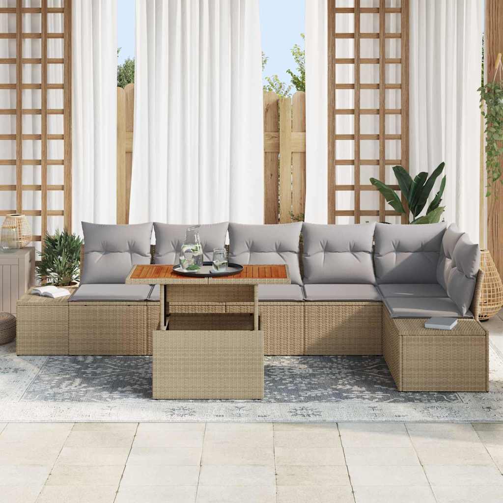 Havesofa Sæt 7 stk. Beige og grå
