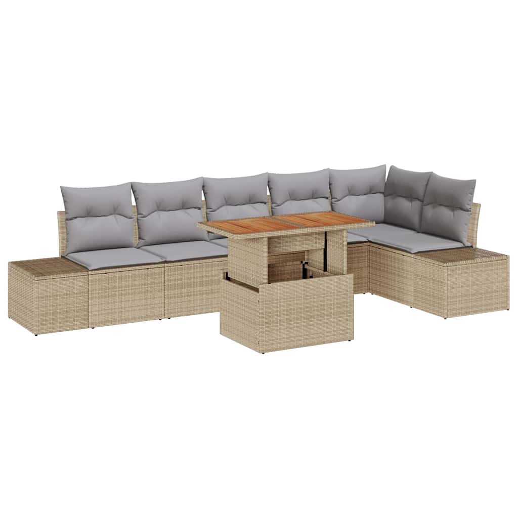 Havesofa Sæt 7 stk. Beige og grå