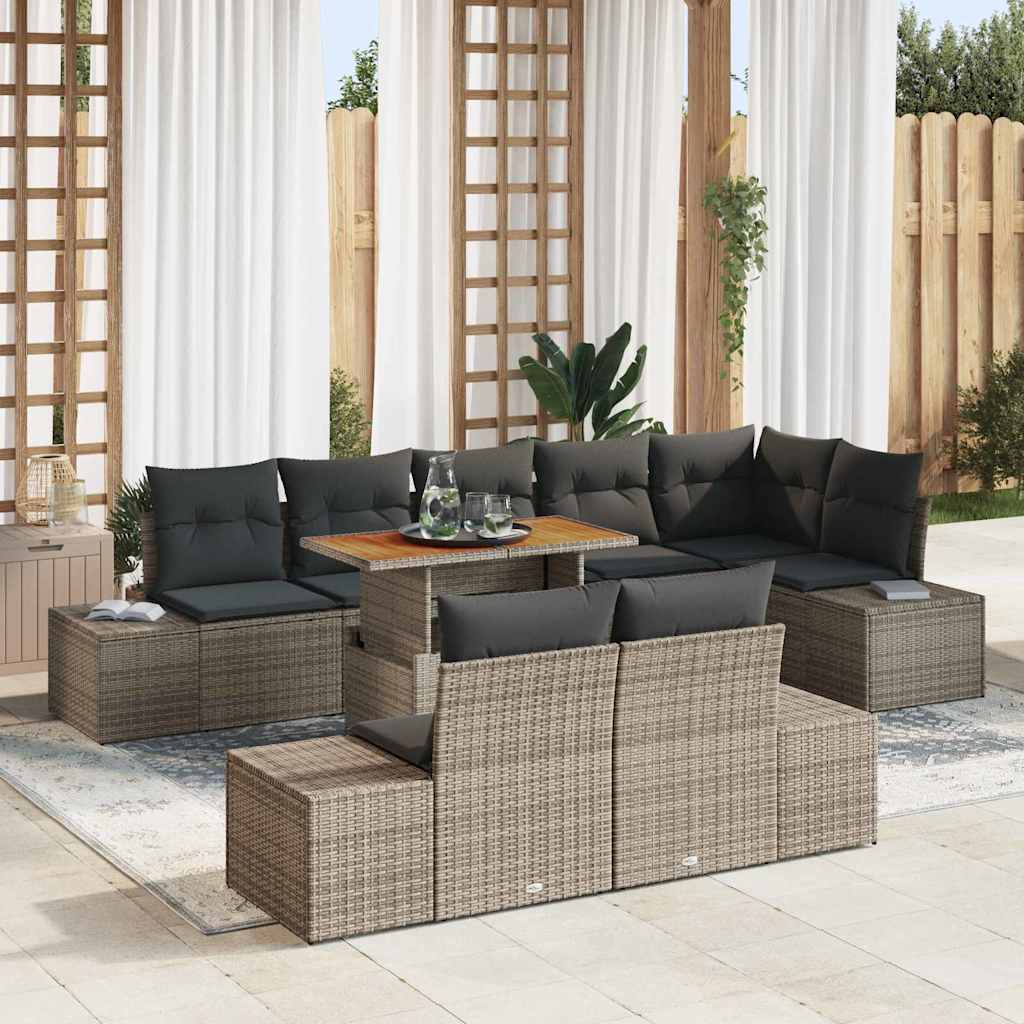 Havesofa Sæt 9 stk. Grå polyrattan