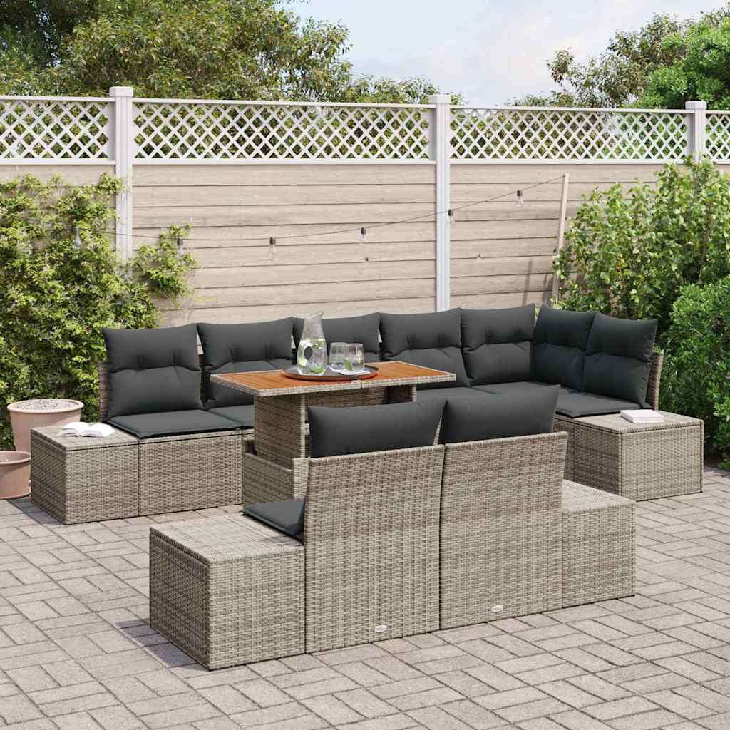 Havesofa Sæt 9 stk. Grå polyrattan