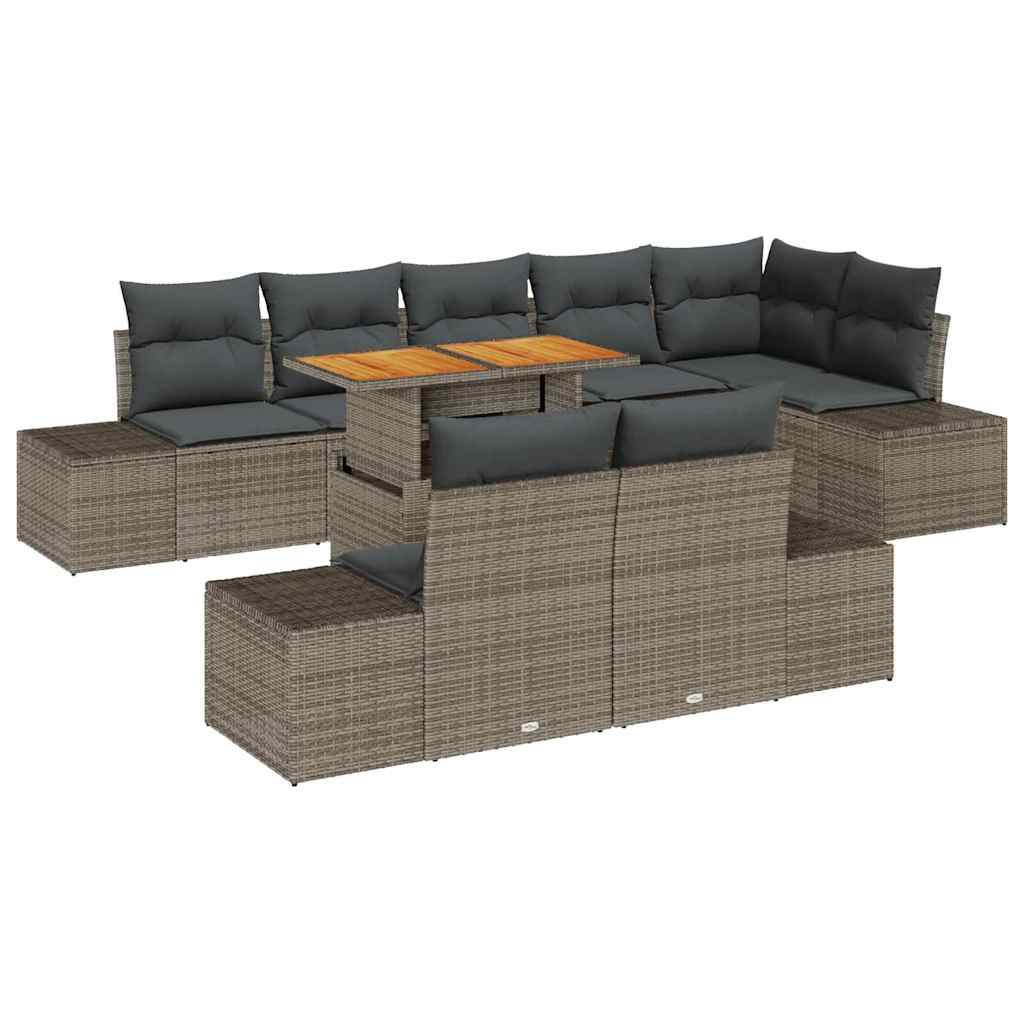 Havesofa Sæt 9 stk. Grå polyrattan