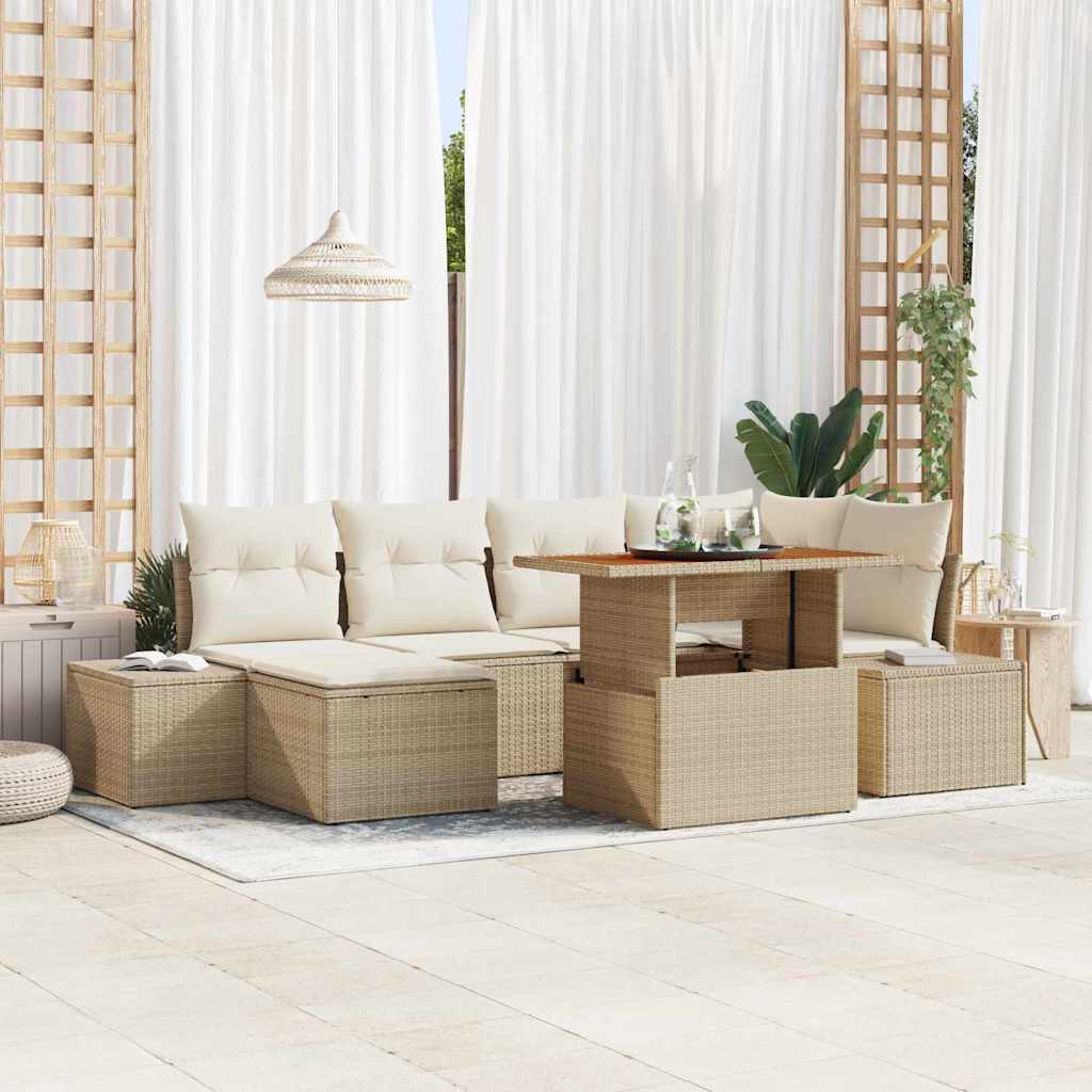 Havesofa Sæt 7 stk. Beige og creme