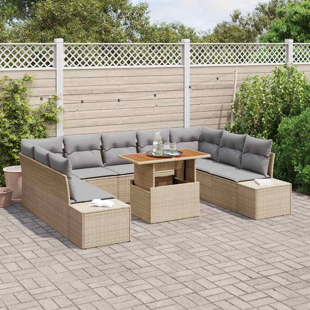 Havesofa Sæt 10 stk. Beige og grå