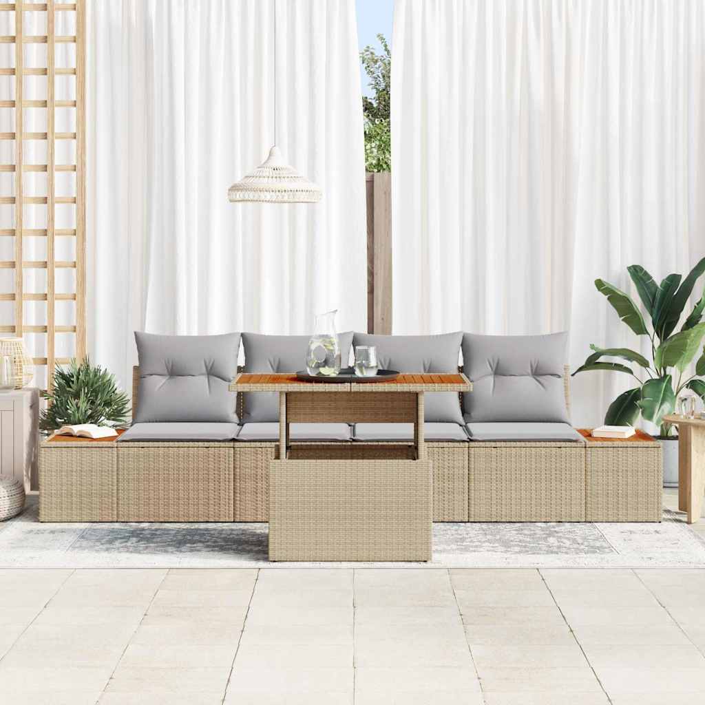 Havesofa Sæt 5 stk. Beige polyrattan