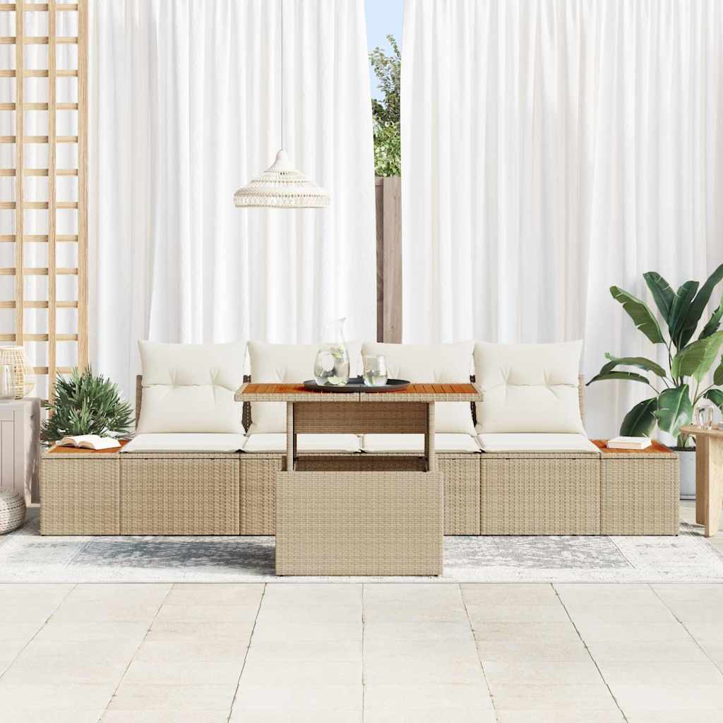 Havesofa Sæt 5 stk. Beige polyrattan