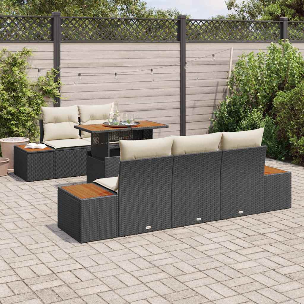 Havesofa Sæt 6 stk. Sort og Beige
