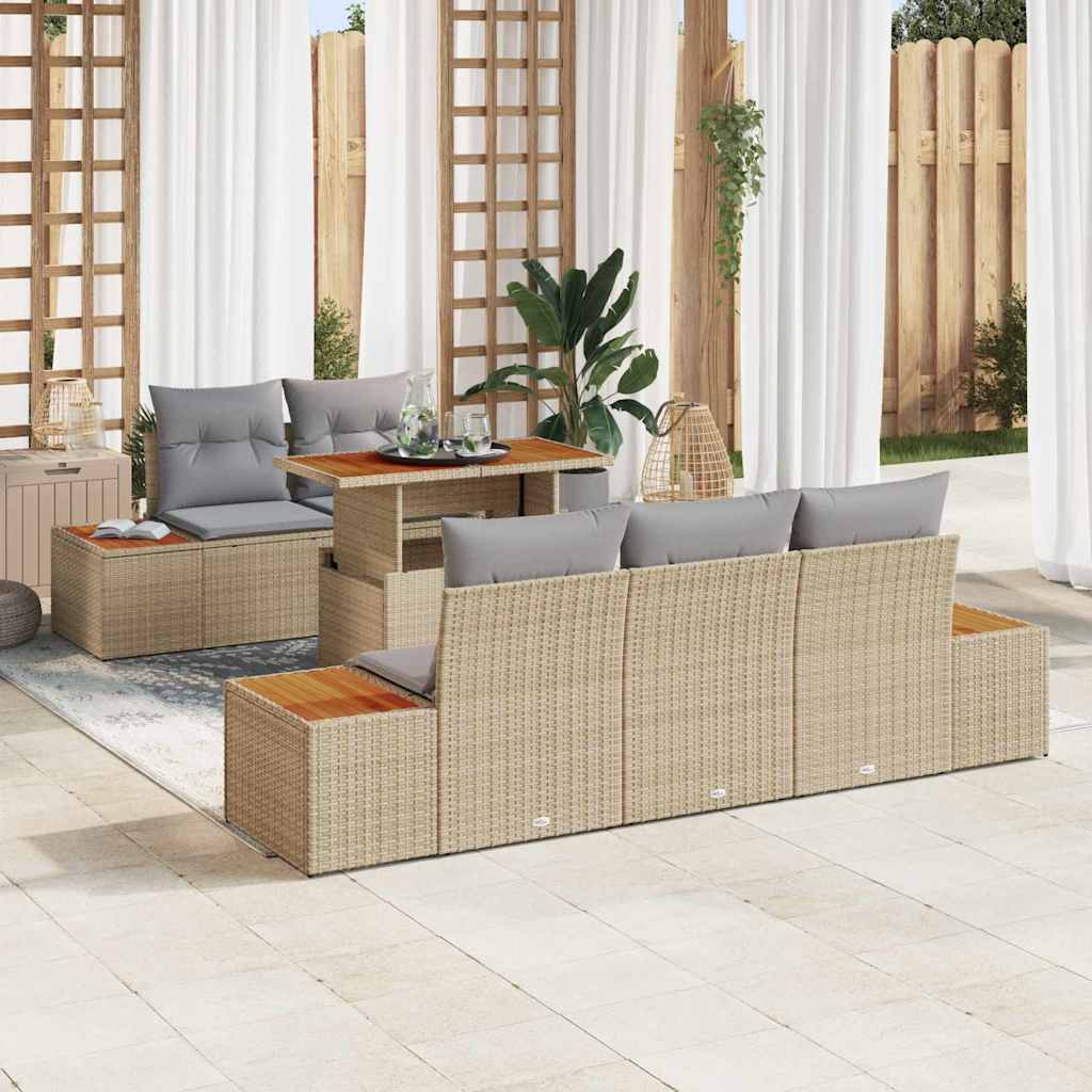 Havesofa Sæt 6 stk. Beige og grå
