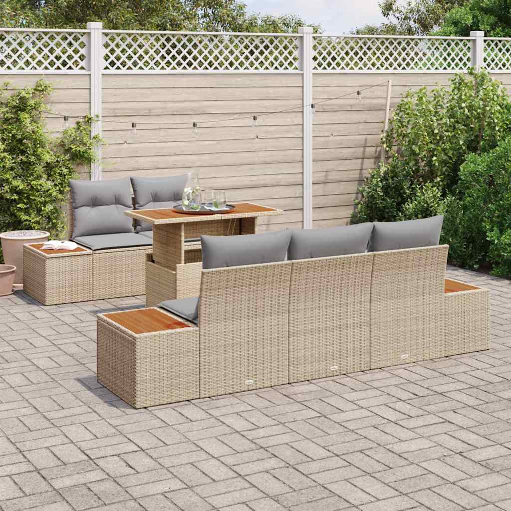 Havesofa Sæt 6 stk. Beige og grå