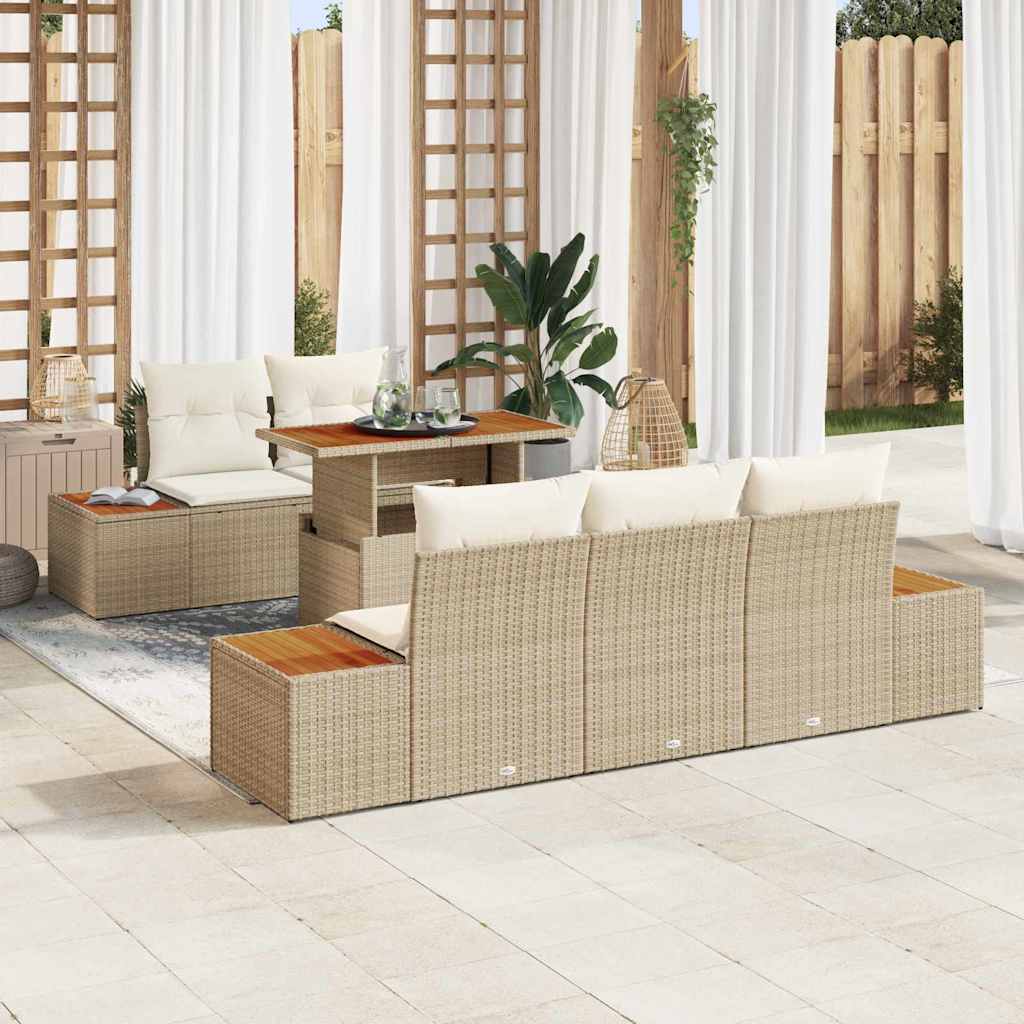 Havesofa Sæt 6 stk. Beige og creme
