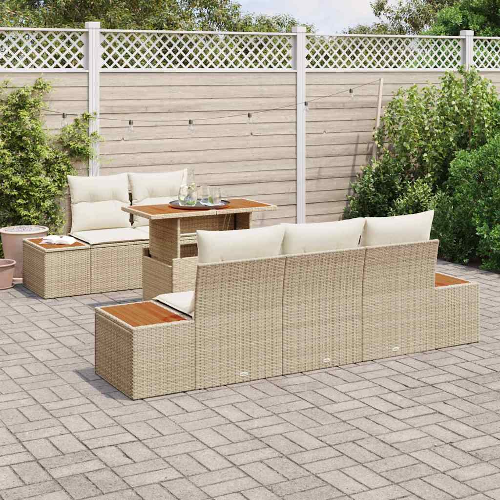 Havesofa Sæt 6 stk. Beige og creme