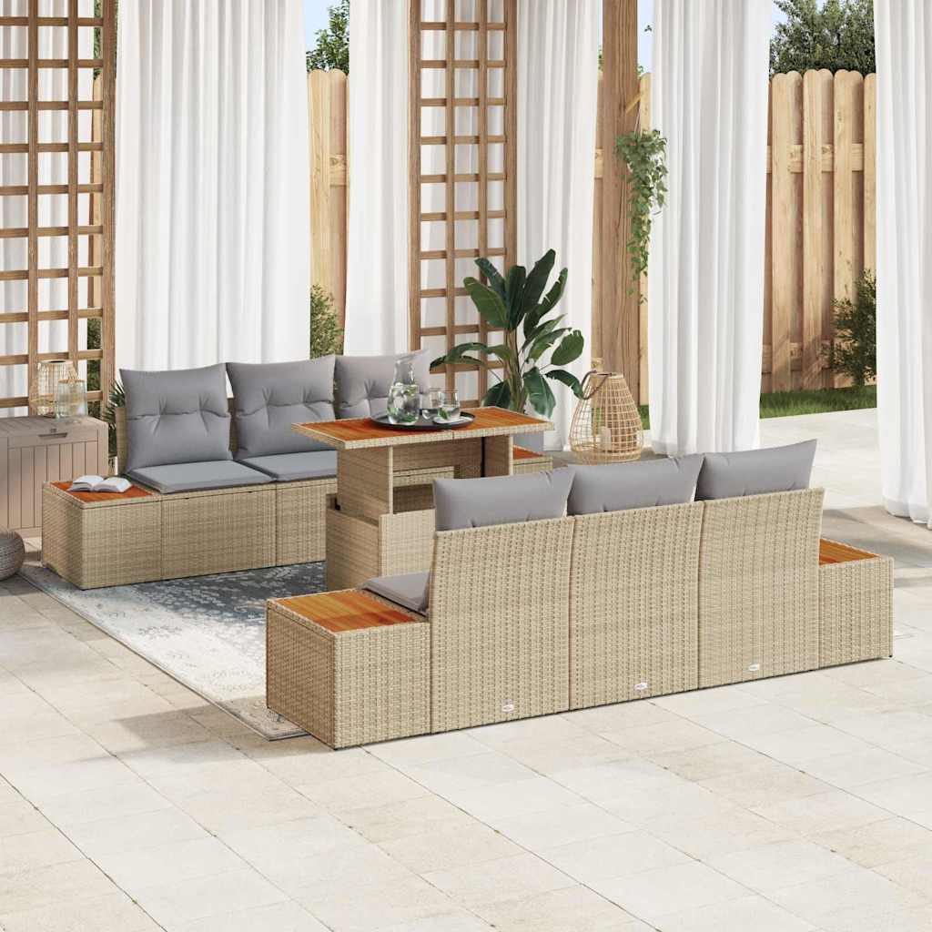 Havesofa Sæt 7 stk. Beige og grå