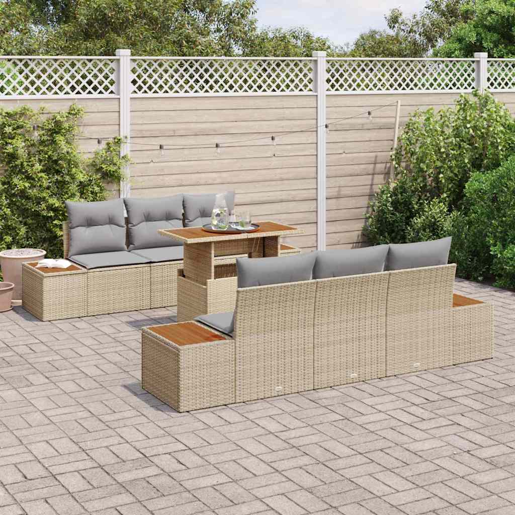 Havesofa Sæt 7 stk. Beige og grå