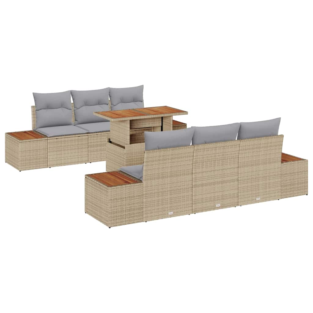 Havesofa Sæt 7 stk. Beige og grå