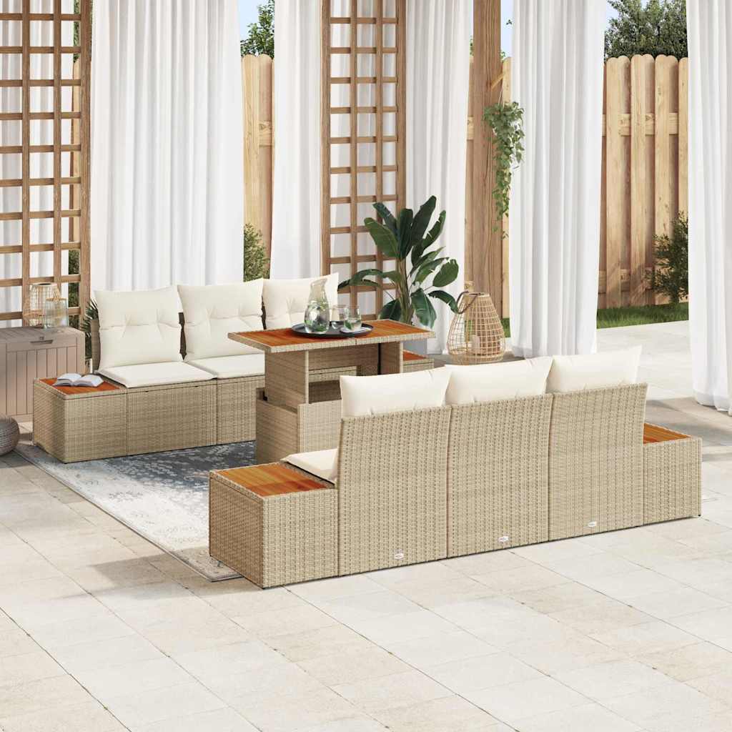 Havesofa Sæt 7 stk. Beige og creme
