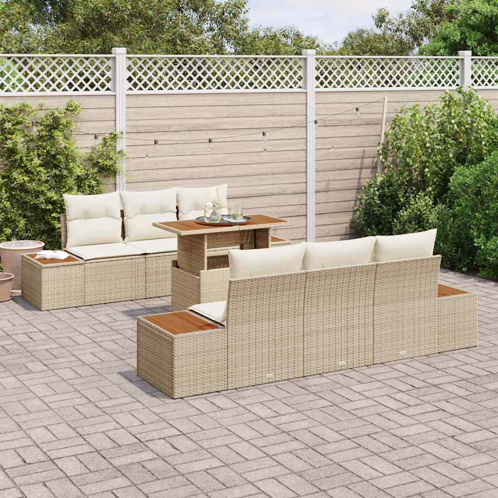 Havesofa Sæt 7 stk. Beige og creme