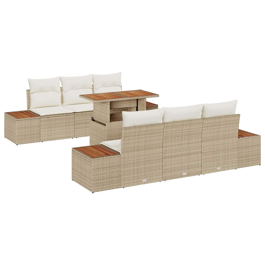 Havesofa Sæt 7 stk. Beige og creme