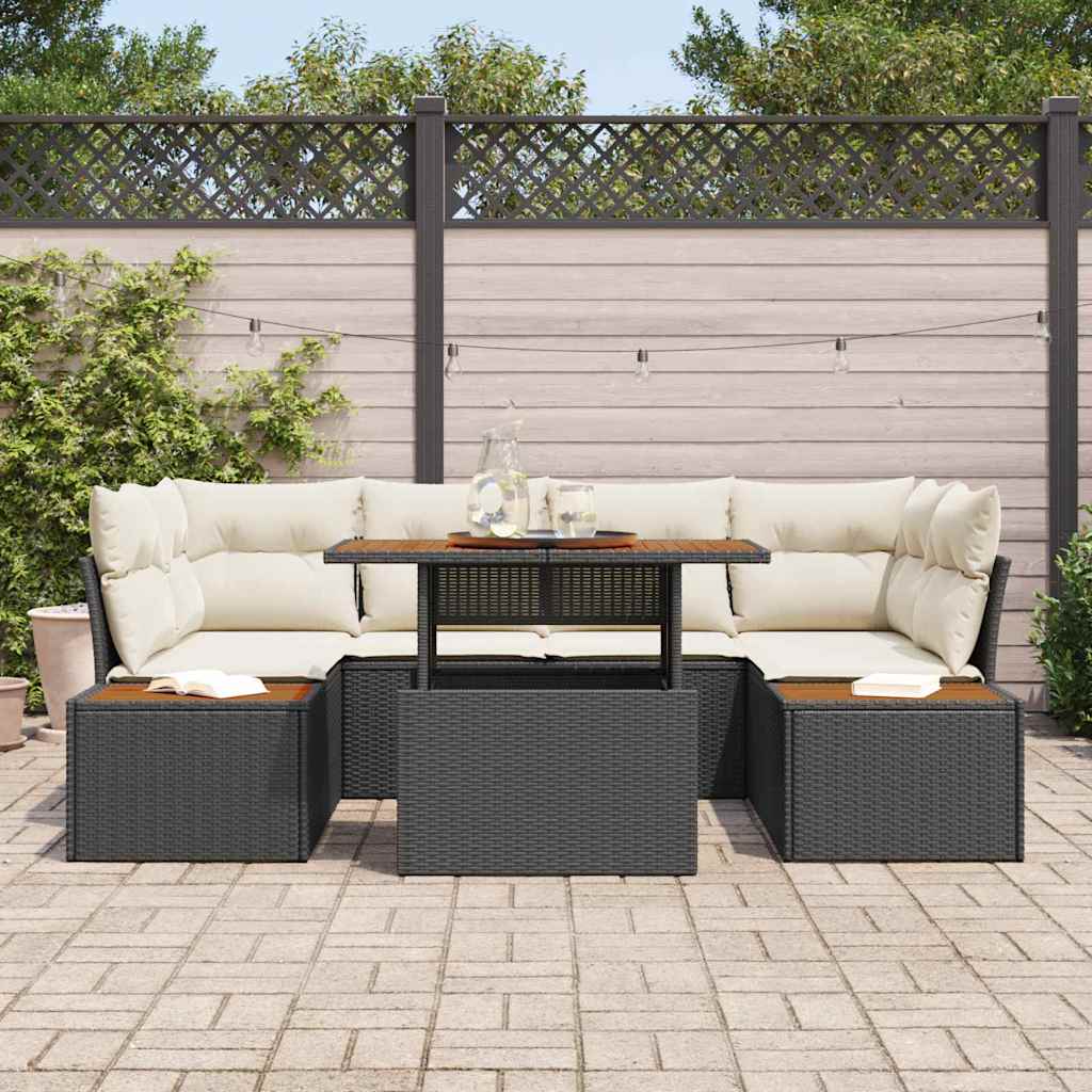 Havesofa Sæt 9 stk. Sort og Beige