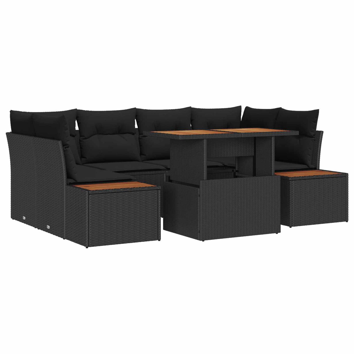 Havesofa Sæt 9 stk. Sort og Brunt