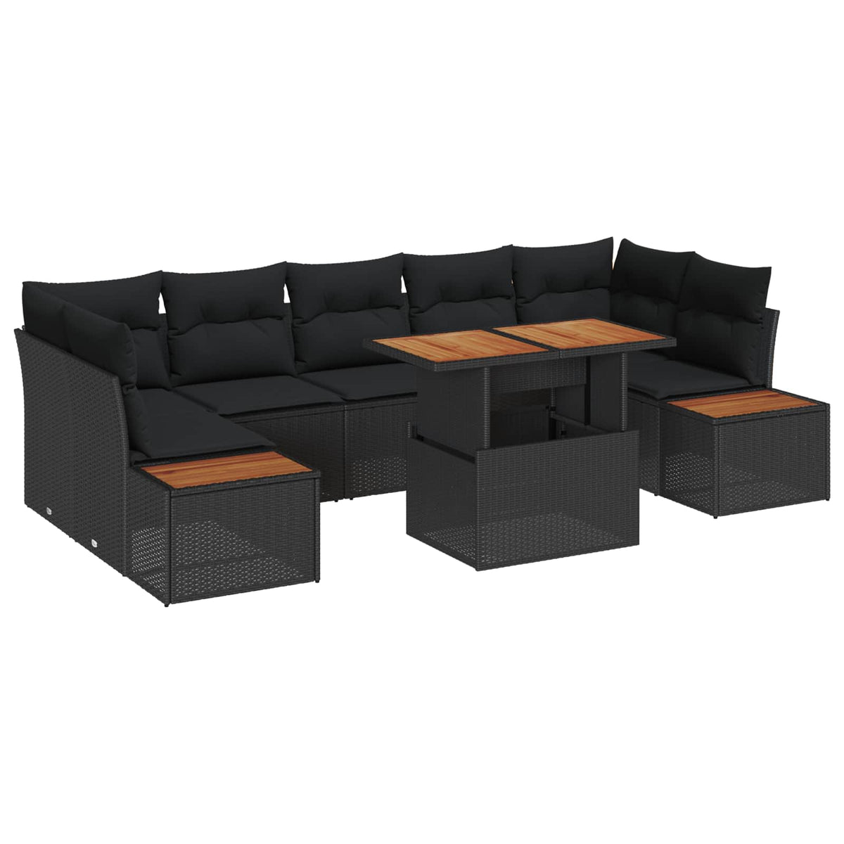 Havesofa Sæt 8 stk. Sort og Brunt