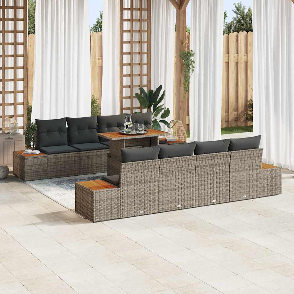 Havesofa Sæt 9 stk. Grå polyrattan