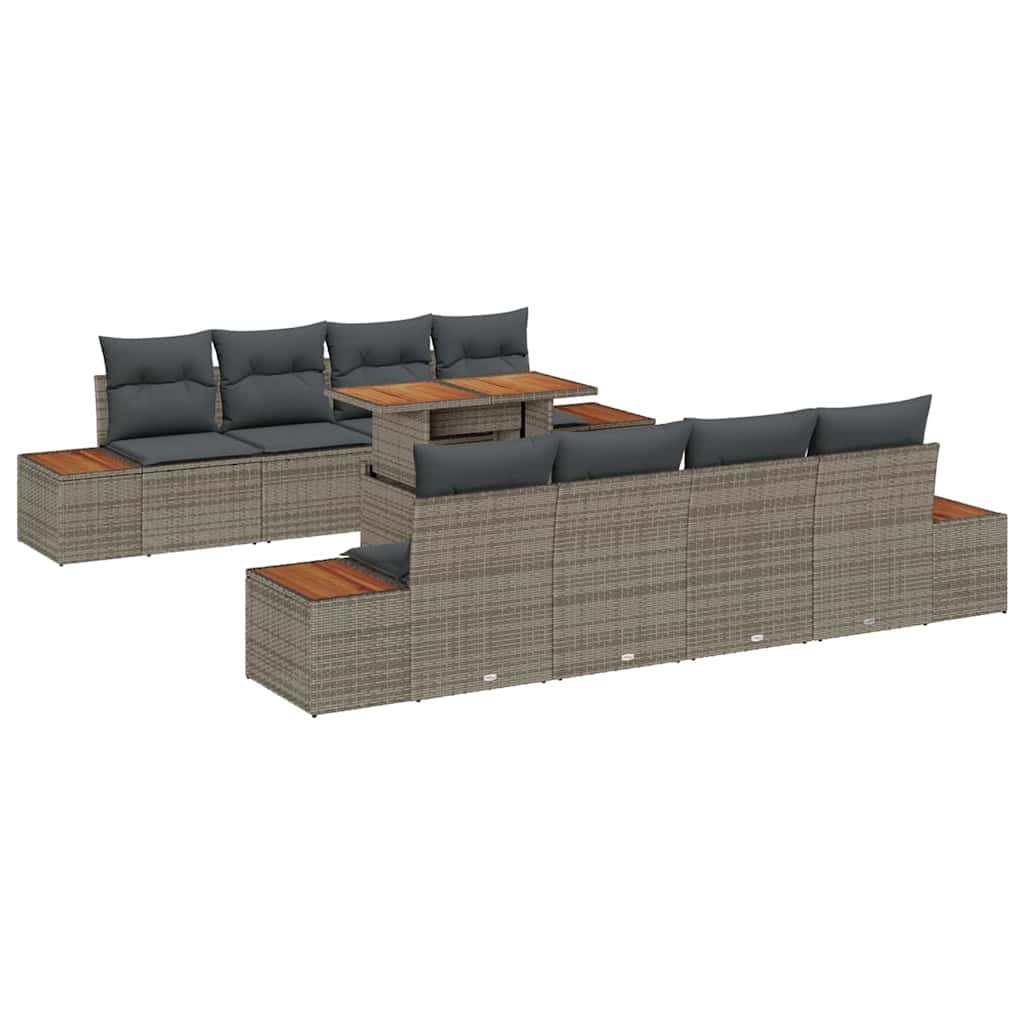 Havesofa Sæt 9 stk. Grå polyrattan