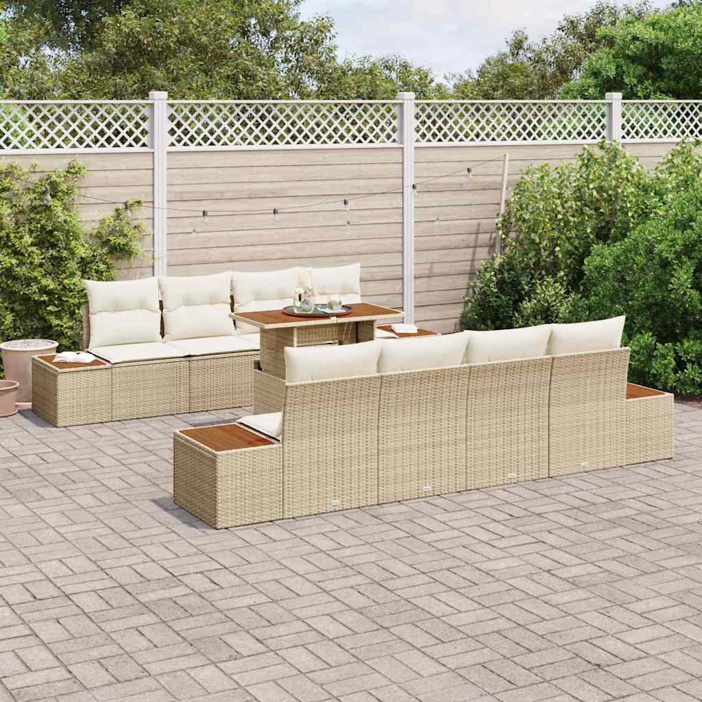 Havesofa Sæt 9 stk. Beige polyrattan