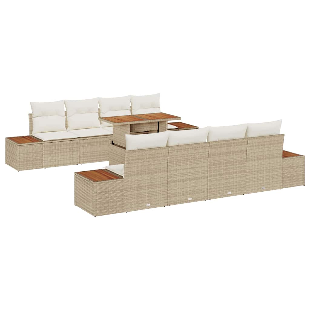 Havesofa Sæt 9 stk. Beige polyrattan